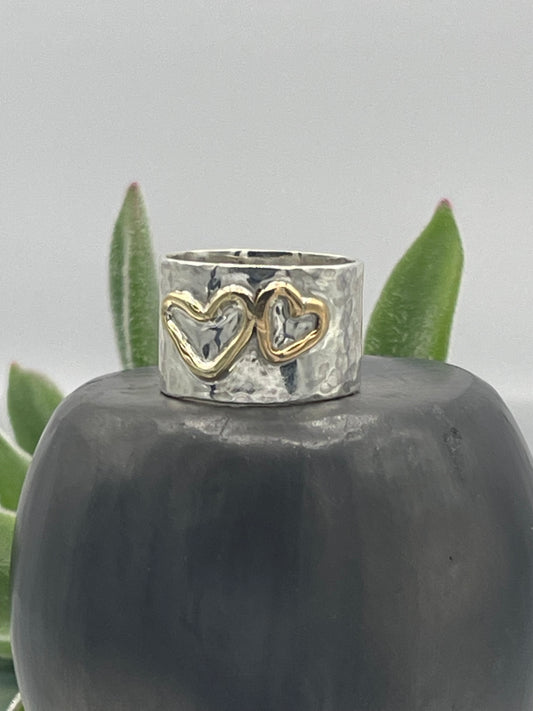 Rustic Heart of Gold Ring