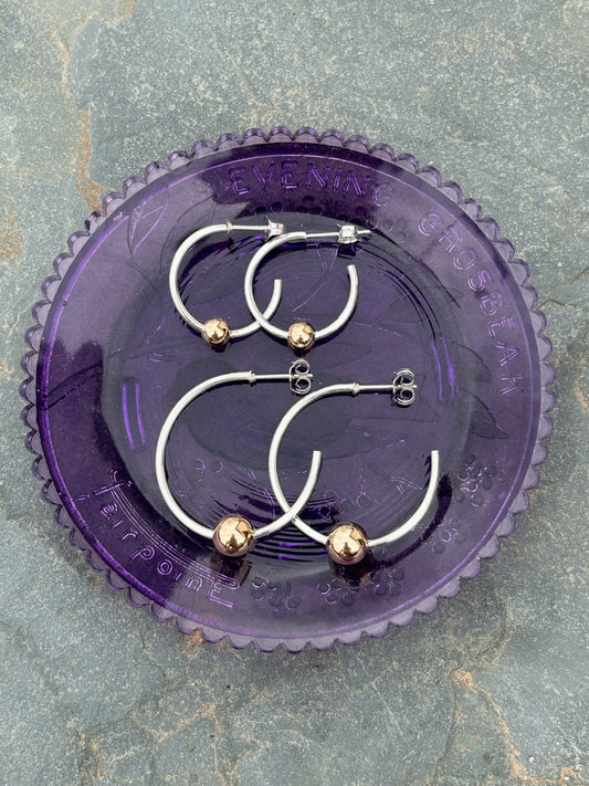 Gold Ball Hoop Earrings