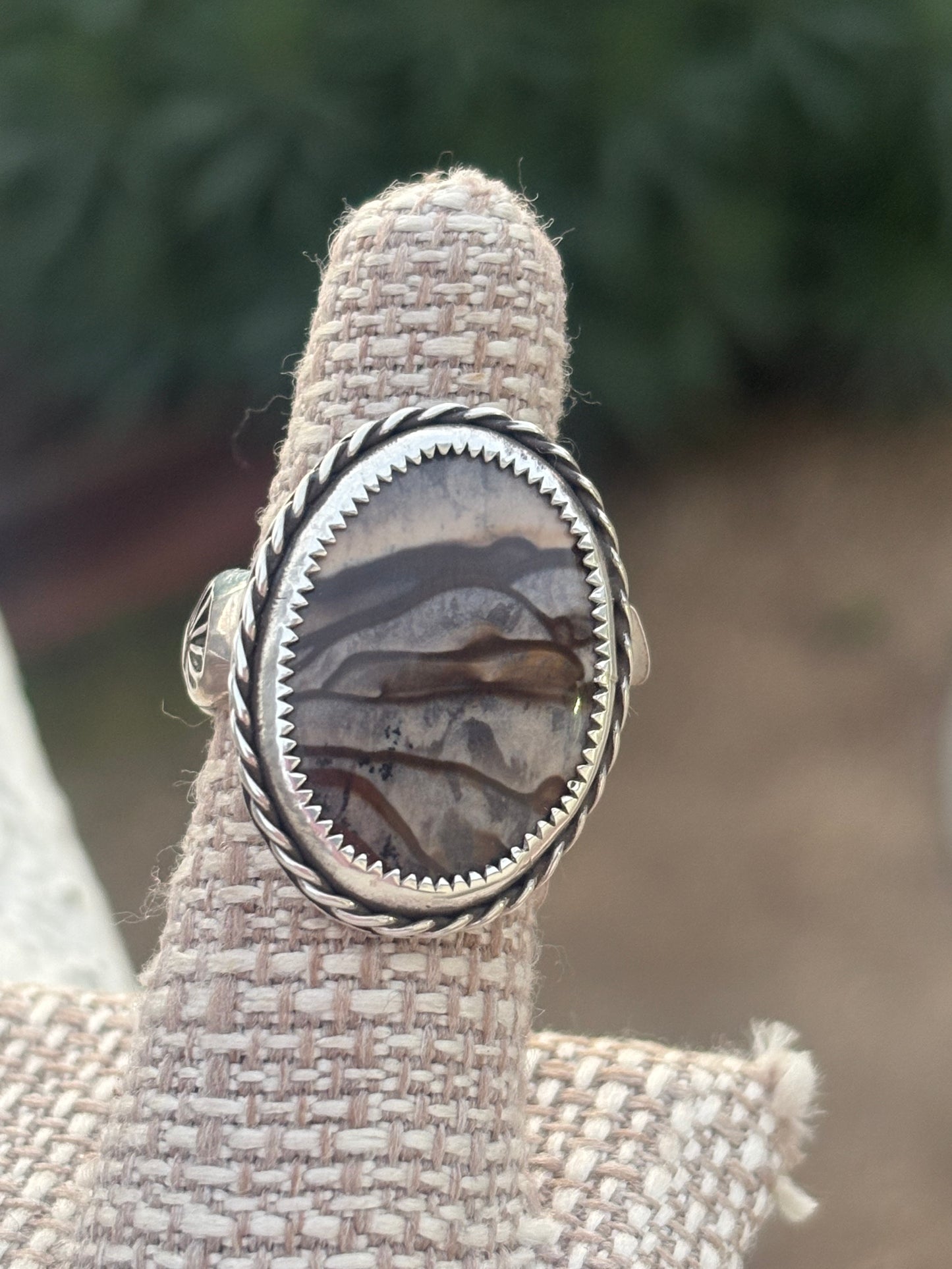 Picture Jasper Sterling Silver Stamped Ring