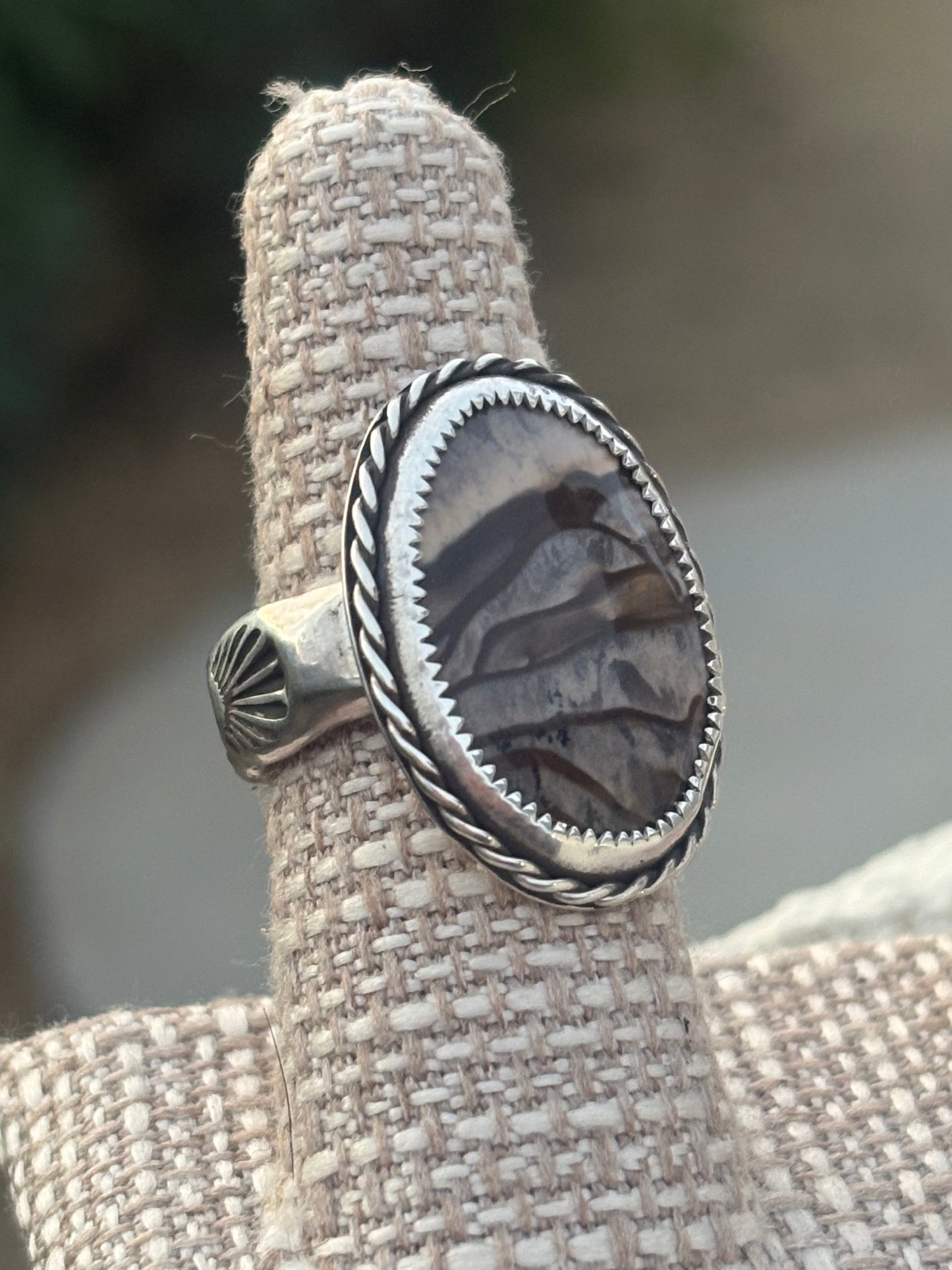 Picture Jasper Sterling Silver Stamped Ring