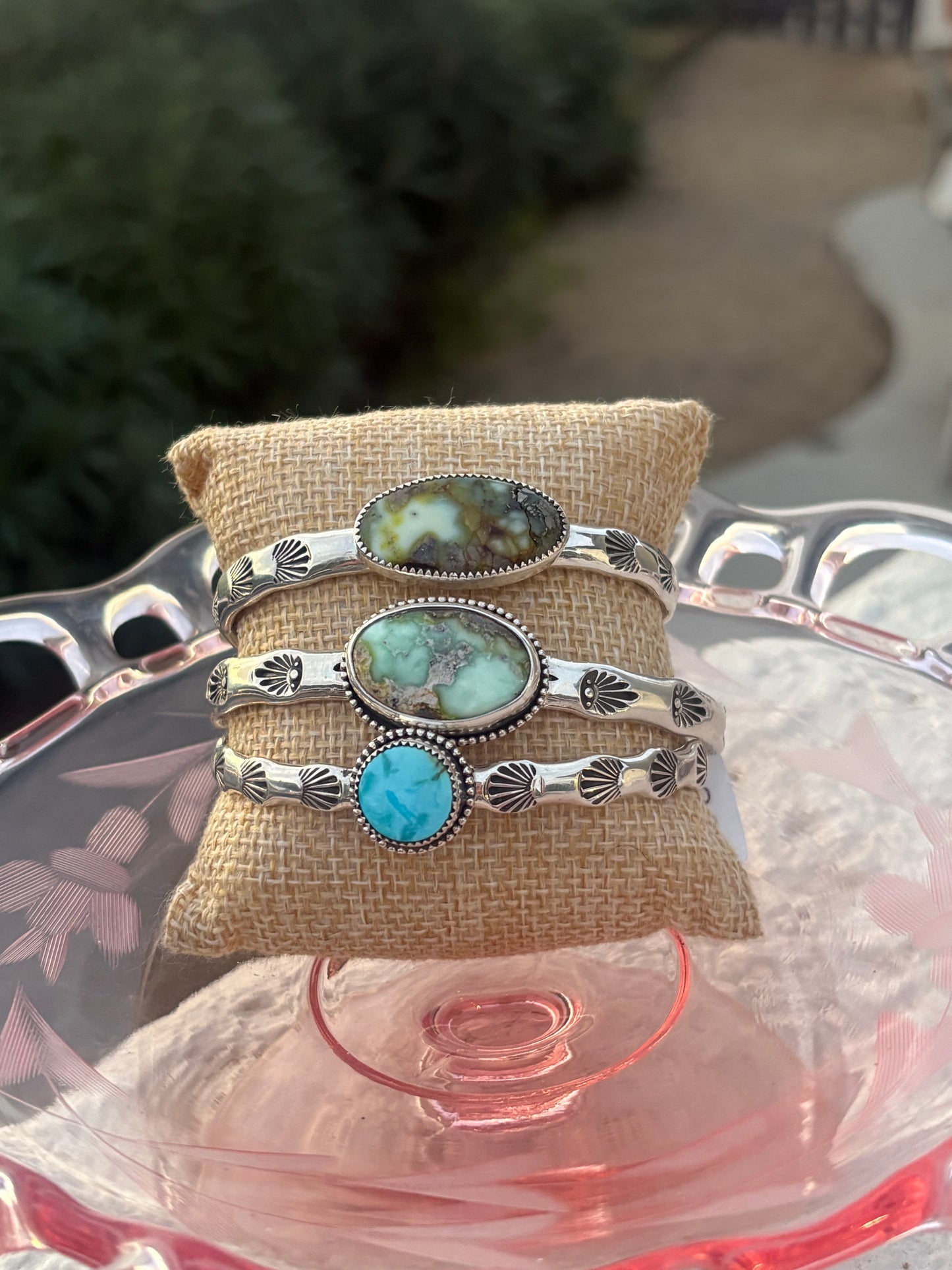 Stamped Sterling Silver Cuff with Palomino Turquoise