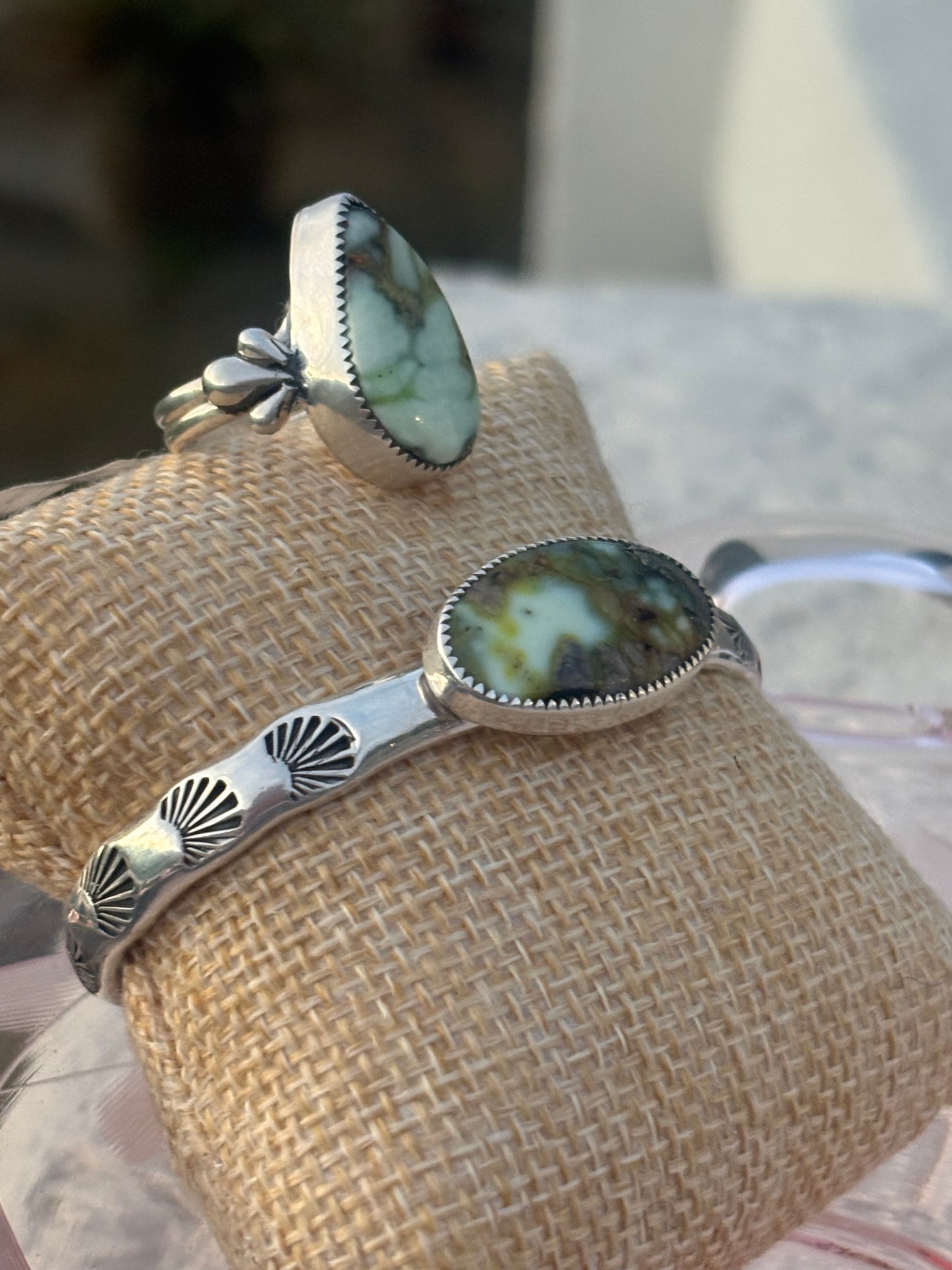 Stamped Sterling Cuff with Palomino Turquoise