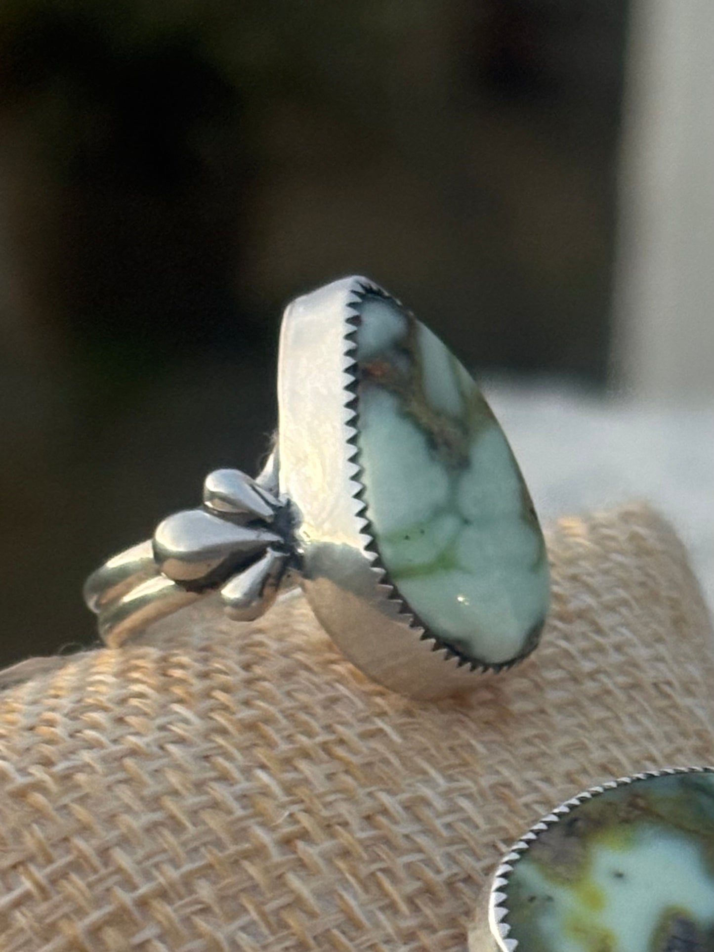 Palomino turquoise Tear-Drop Sterling ring Size 7