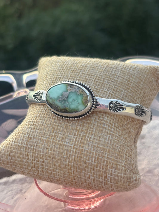 Stamped Sterling Silver Cuff with Palomino Turquoise