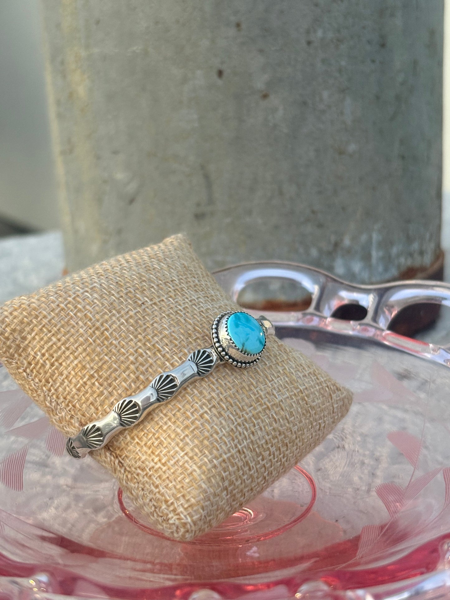 925 Stamped Sterling Silver Cuff with Royston Turquoise