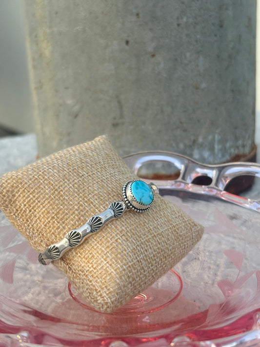 925 Stamped Sterling Silver Cuff with Royston Turquoise