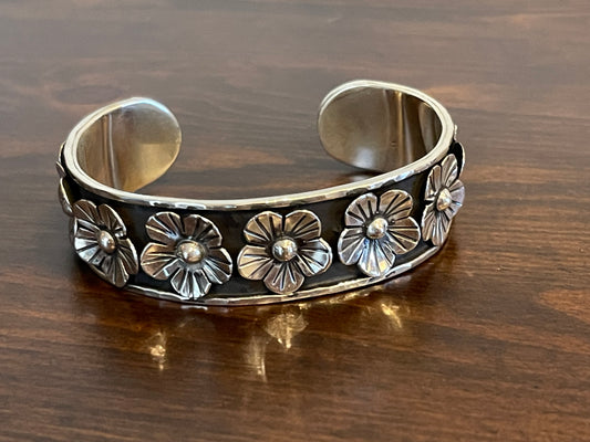Floral Cuff 925 Sterling Silver